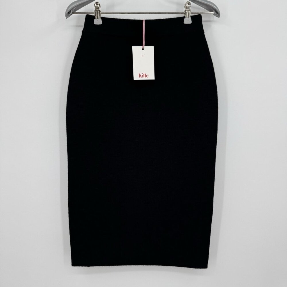 Kilte Collection 100% Washable Cashmere Ines Skirt size 0 XS Midi Pencil Black